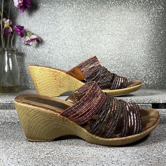 Kim Rogers Jill Open Toed Stretch Sandals Wedges Shoes Size 7.5 - Picture 4 of 7